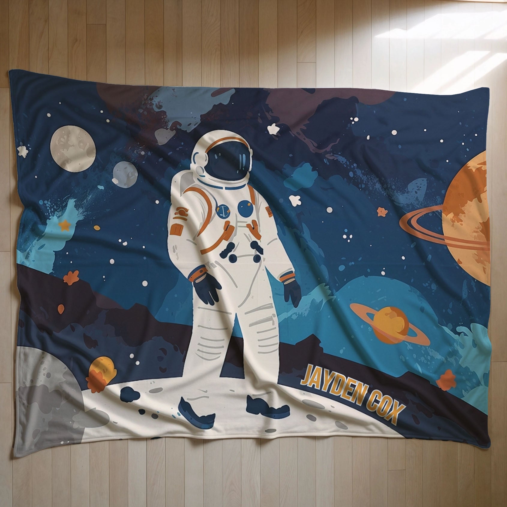 Space personalized blankets for kids and babies - Cosmic Stroll