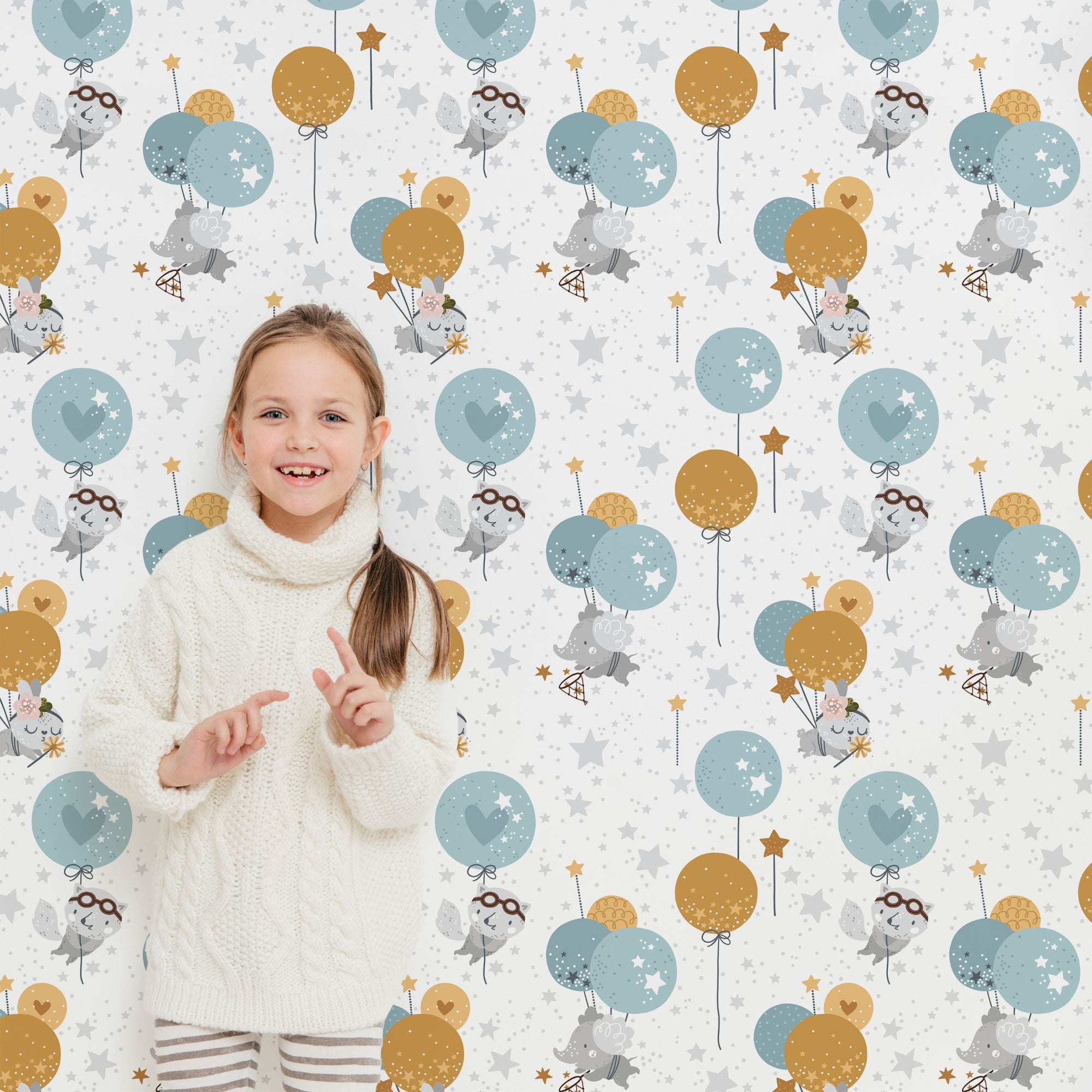 Balloon Peel and Stick Wallpaper or Traditional Wallpaper - Catching Stars