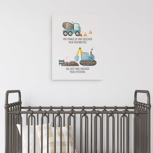 Positive Affirmations Construction Truck Wall Art