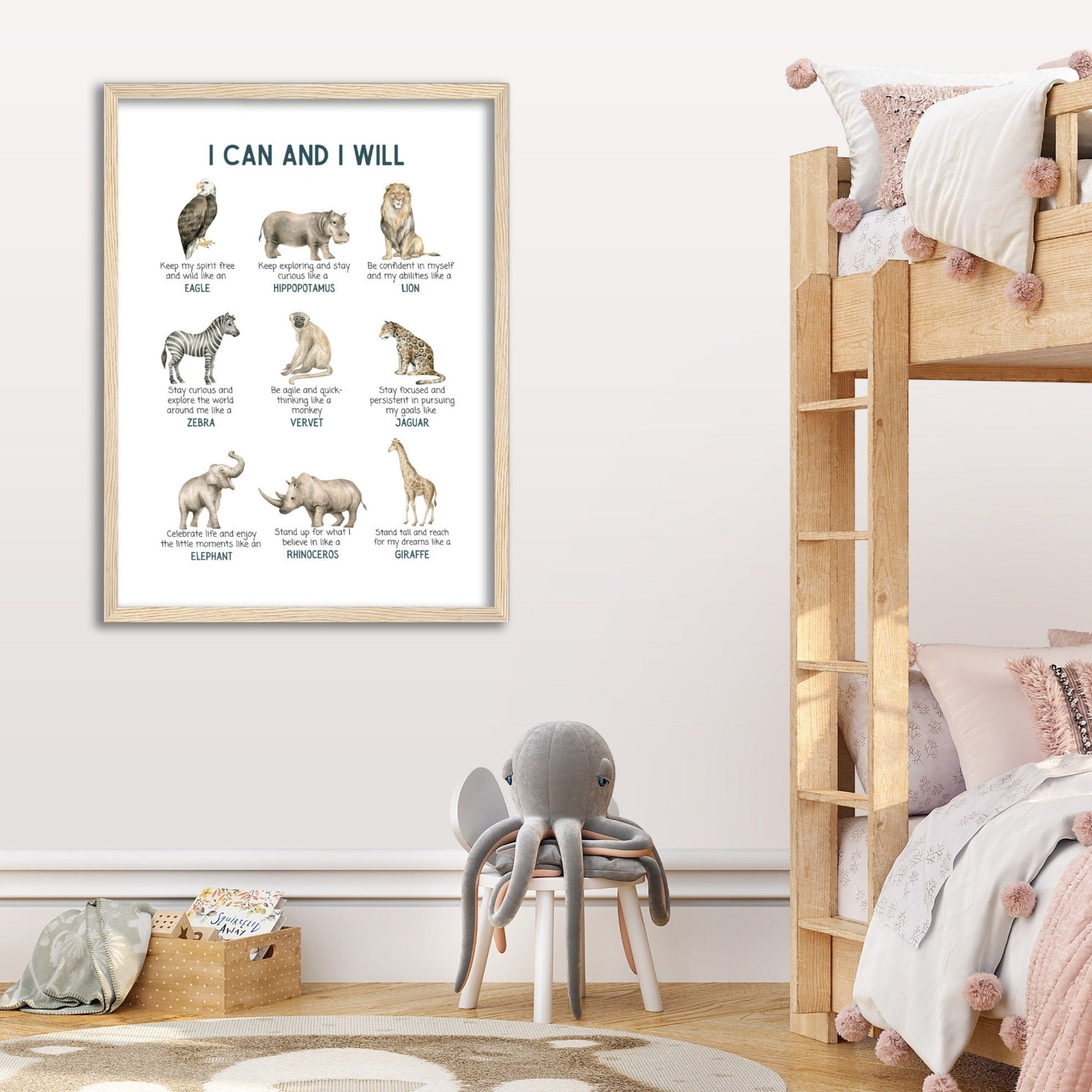 Positive Affirmations Safari Animals Wall Art