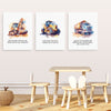 Positive Affirmations 3pcs Construction Truck Wall Art Set