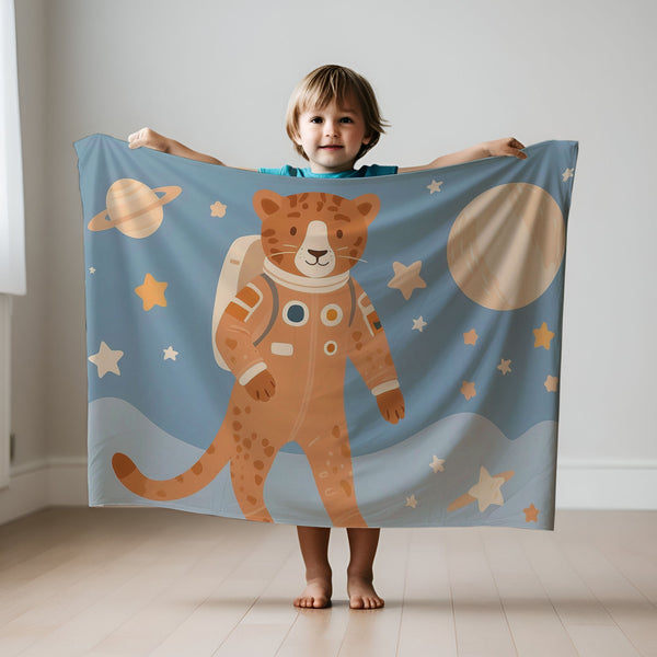 Cheetah personalized blanket for newborn and kids - Cosmic Cheetah