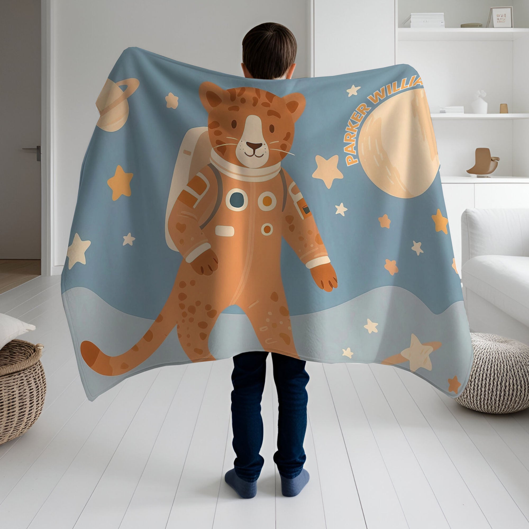 Cheetah personalized blanket for newborn and kids - Cosmic Cheetah