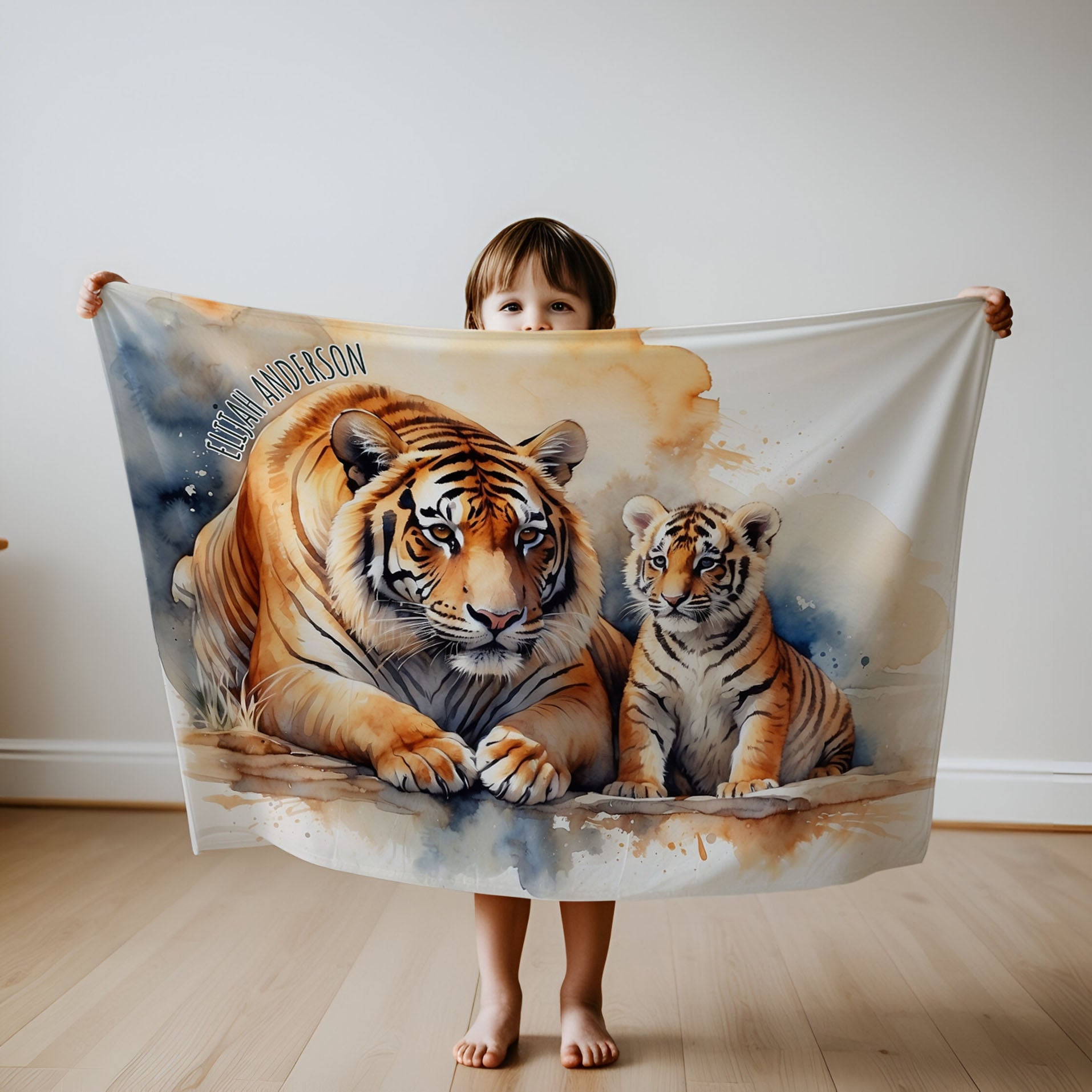 Tiger personalized blanket for newborn and kids - Tiger Tenderness