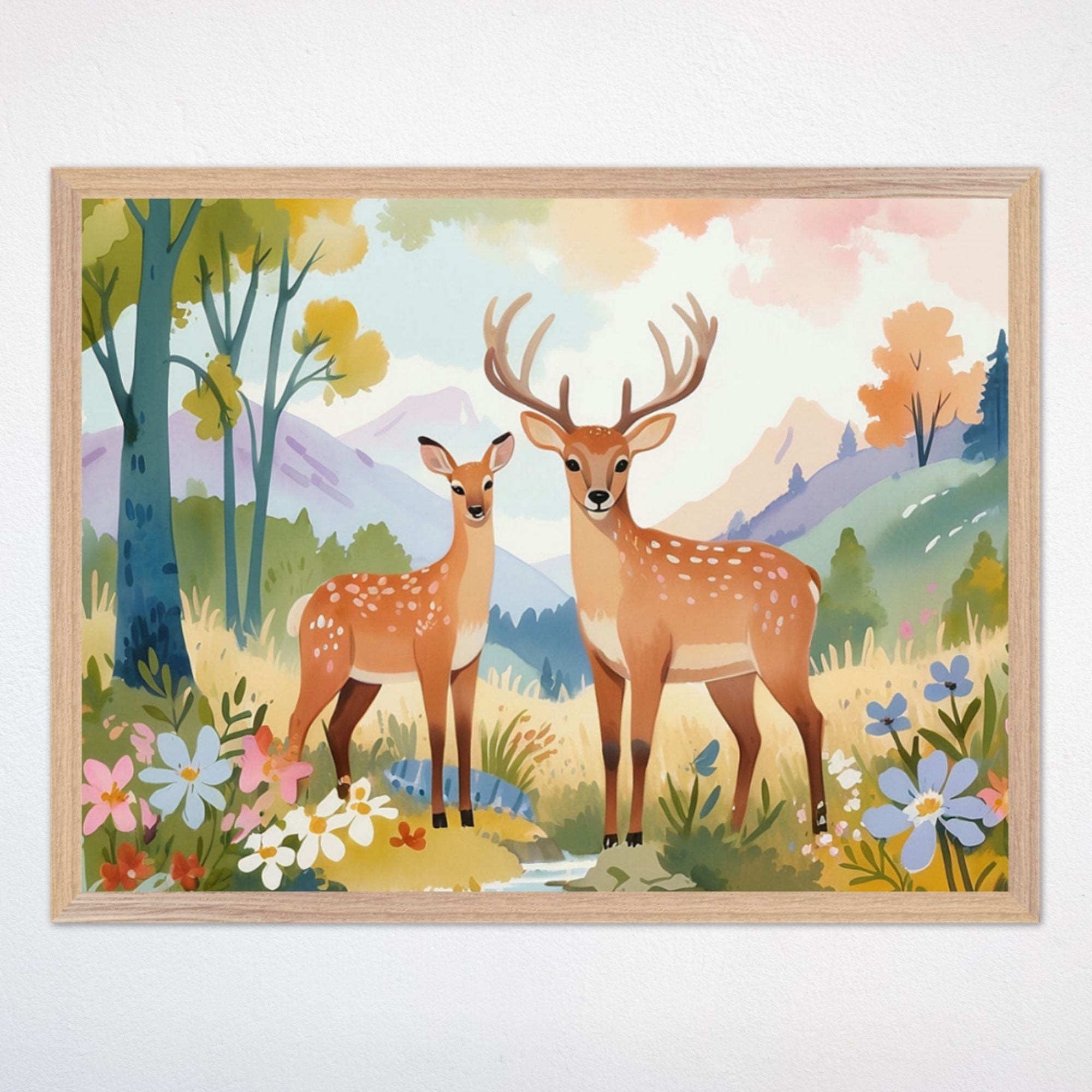 Deer Wall Decor for Kids and Baby Rooms - Fawn and Buck