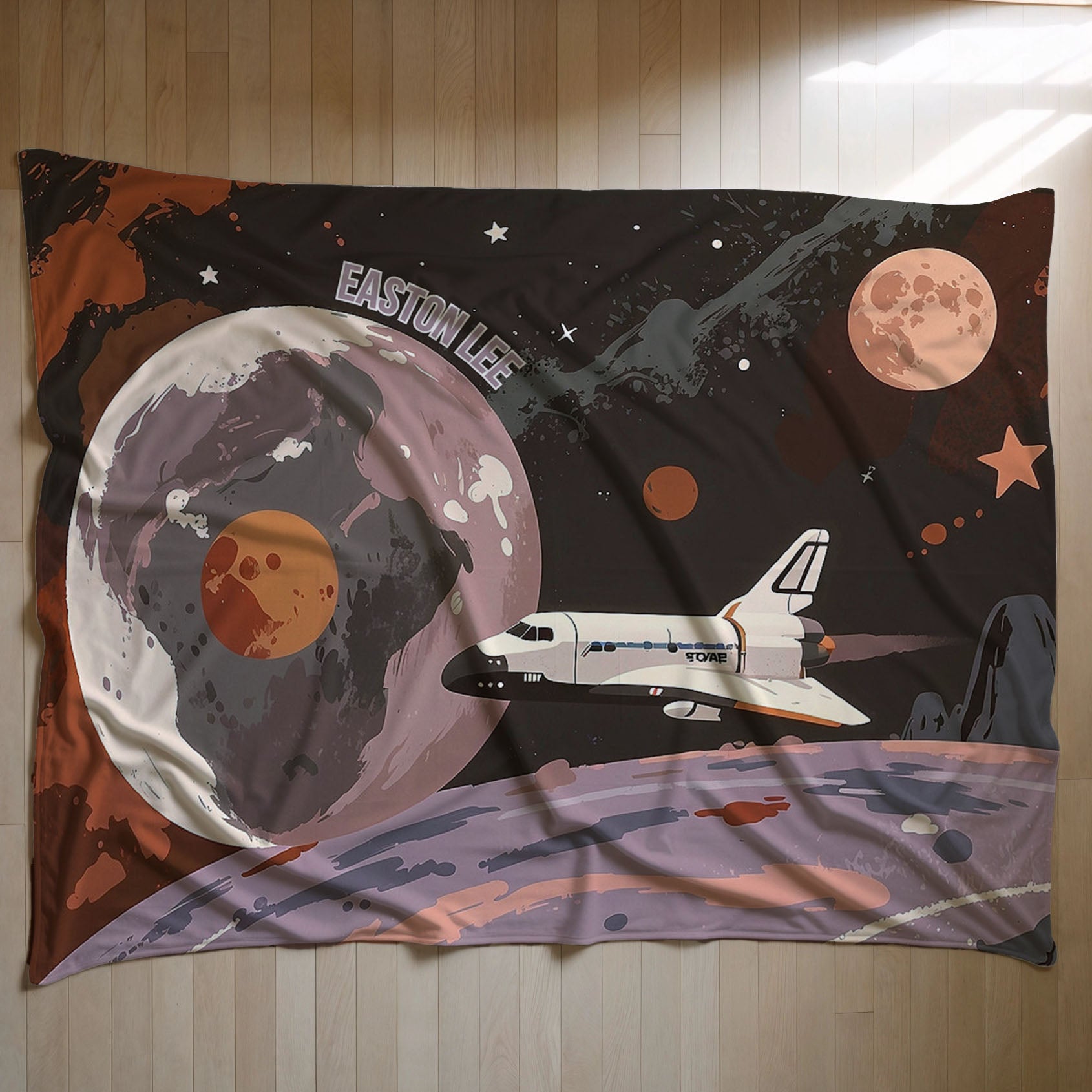 Space personalized blanket for babies and kids - Starship Quest