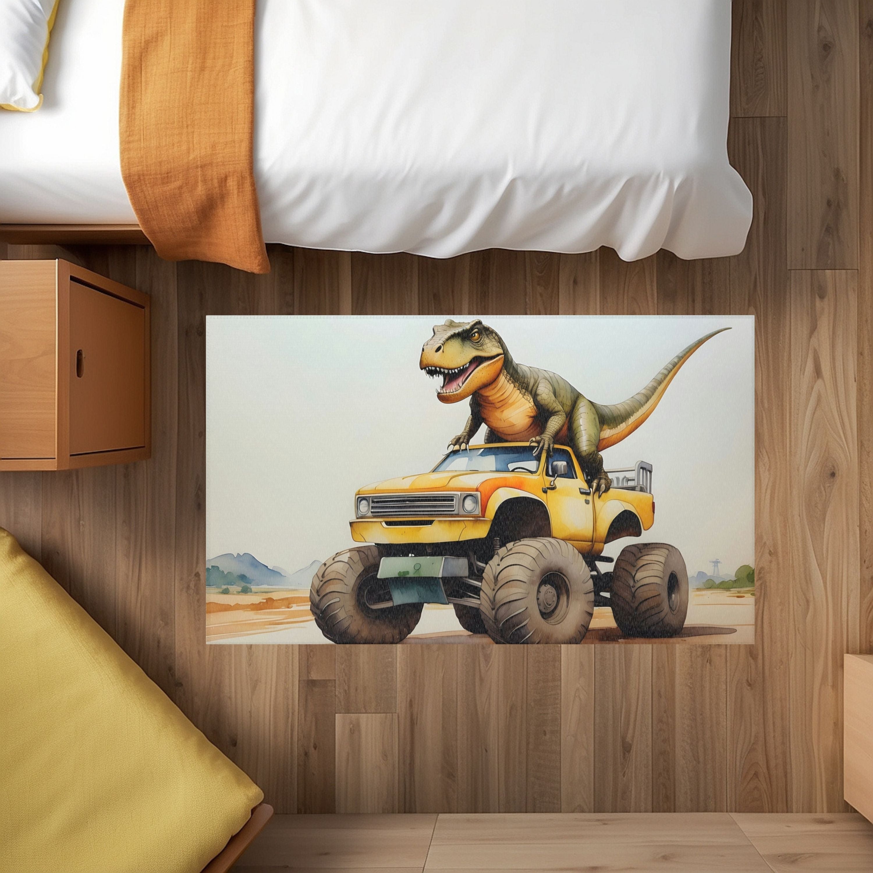 Kids and Nursery Dinosaur Area Rug - Monster Truck Rex