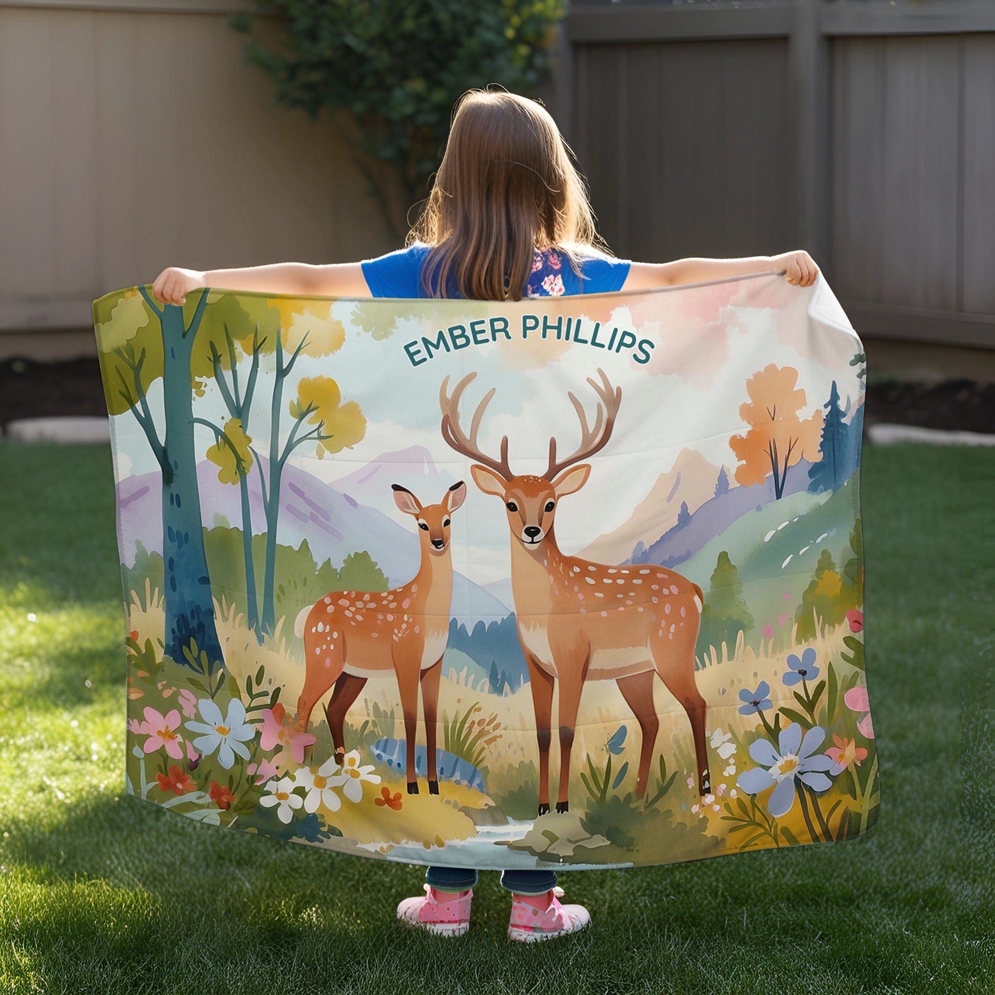 Woodland personalized blankets for kids and babies - Fawn and Buck