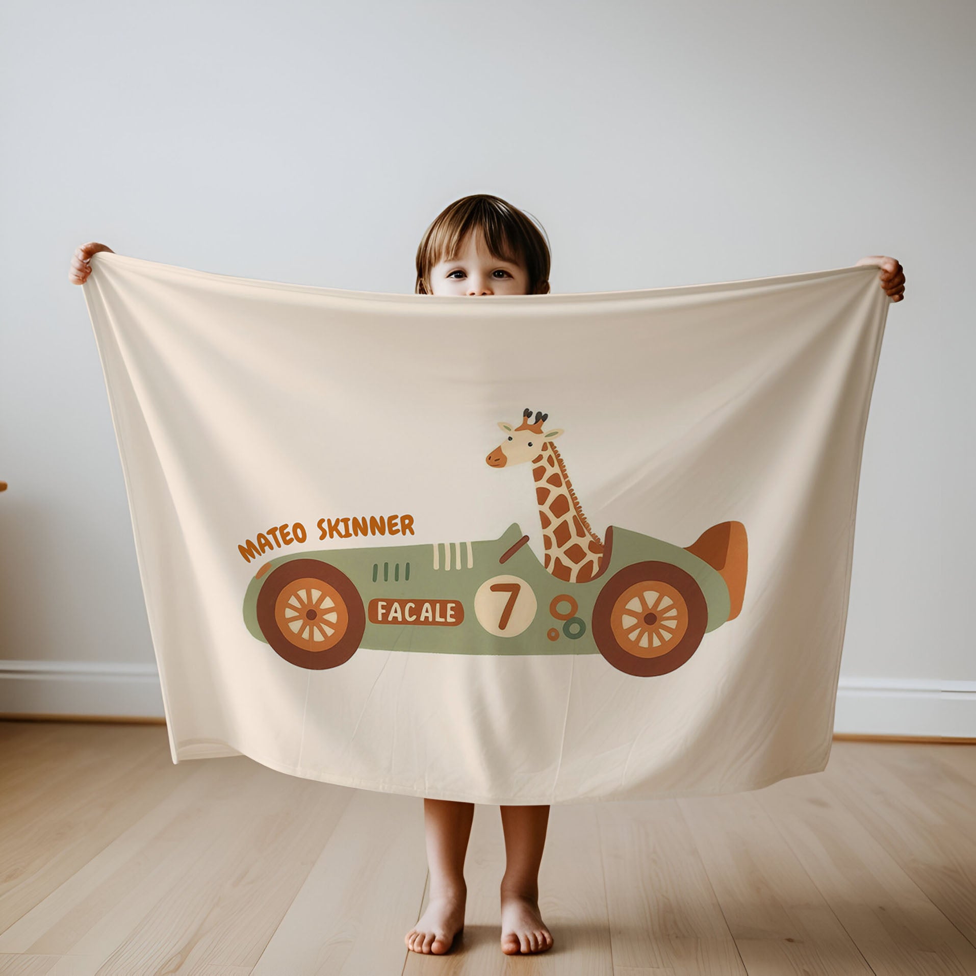 Giraffe personalized children's blankets - Giraffe Grand Prix