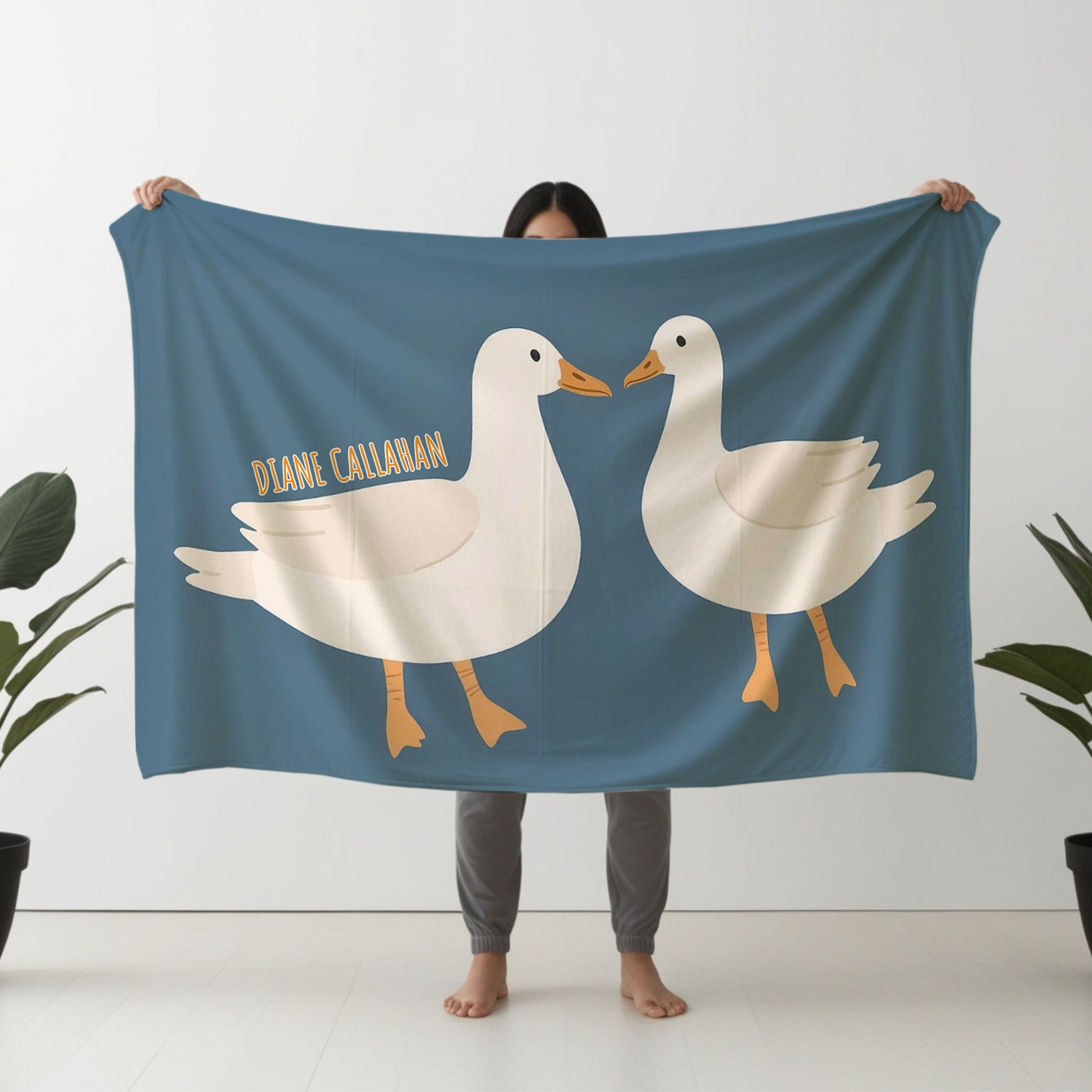 Goose personalized name blankets - Quack Quack Chat