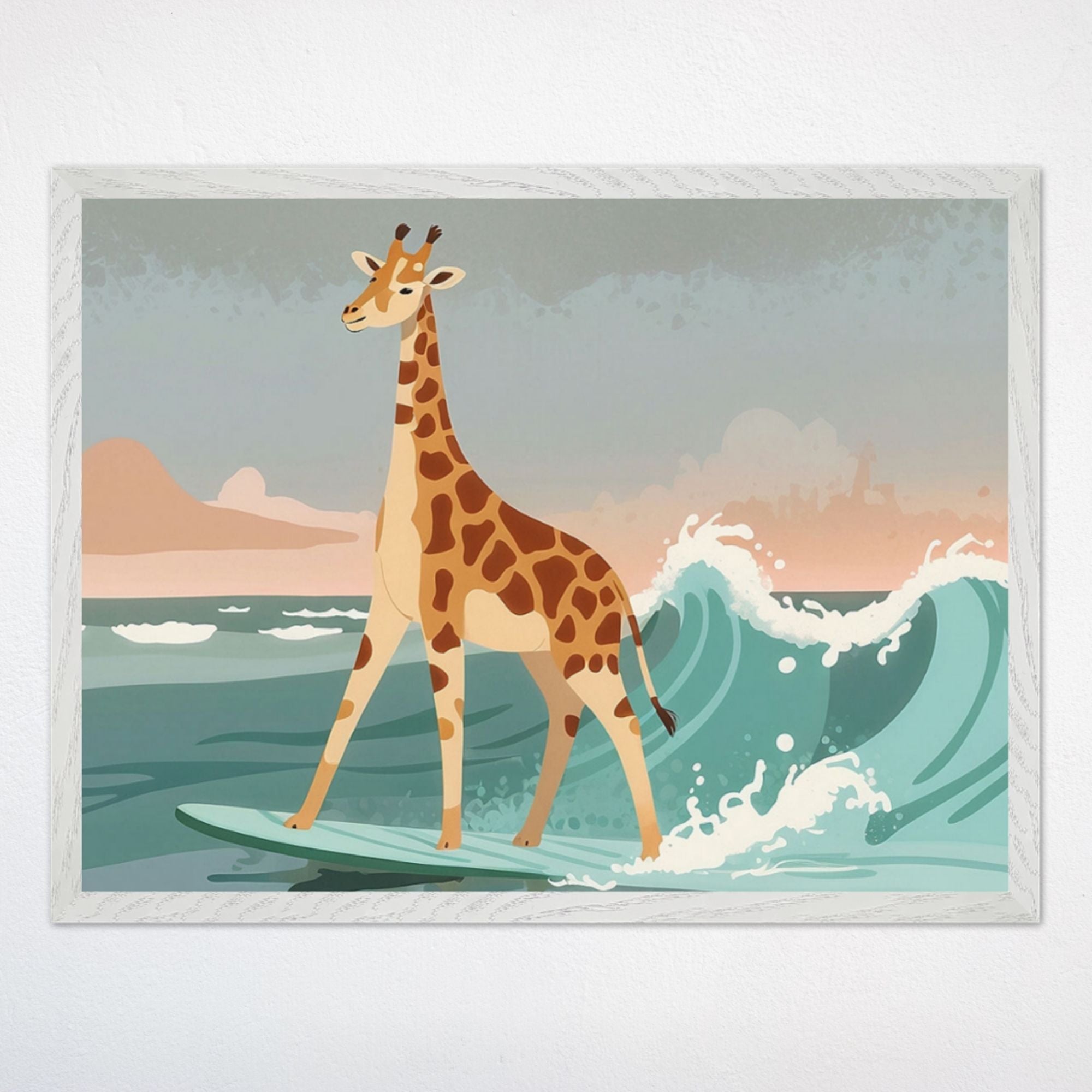 Giraffe Wall Art for Kids and Nursery Rooms - Longneck Surf