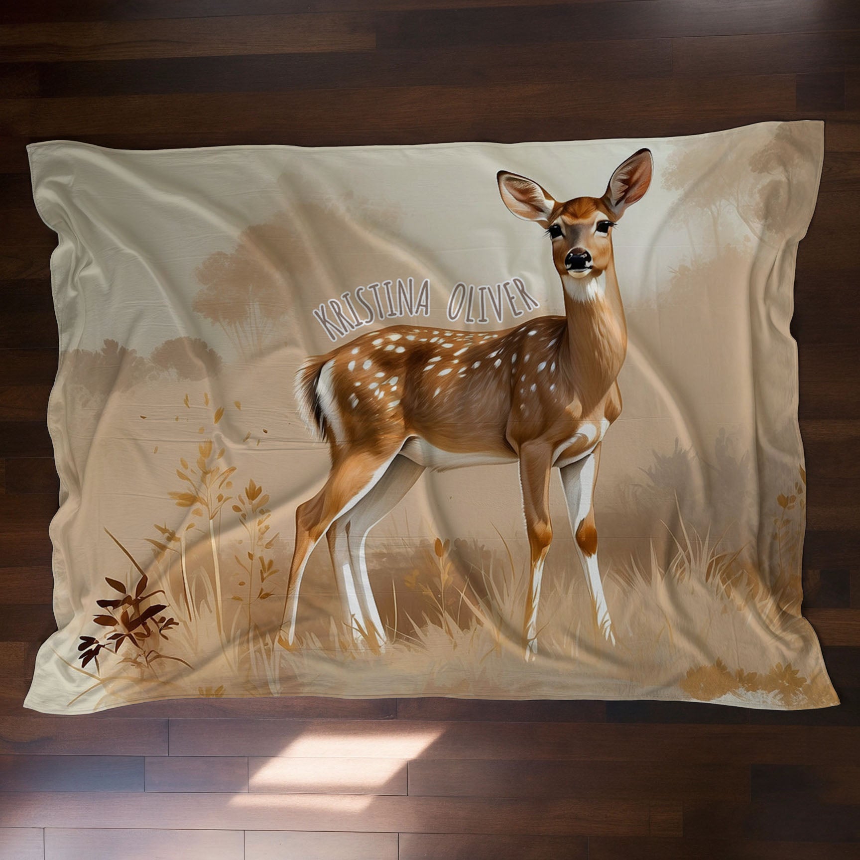 Forest personalized blanket for newborn and kids - Dawn's Gentle Fawn