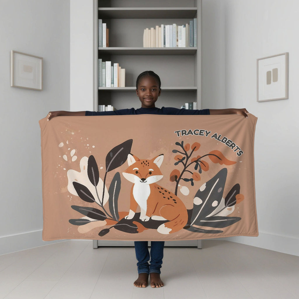 Fox personalized blanket for newborn and kids - Fox in Bloom