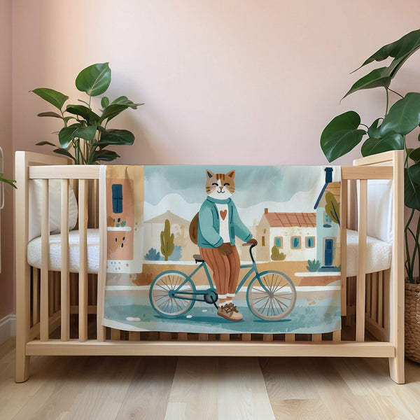 Cat personalized blanket for babies and kids - Purrfect Ride