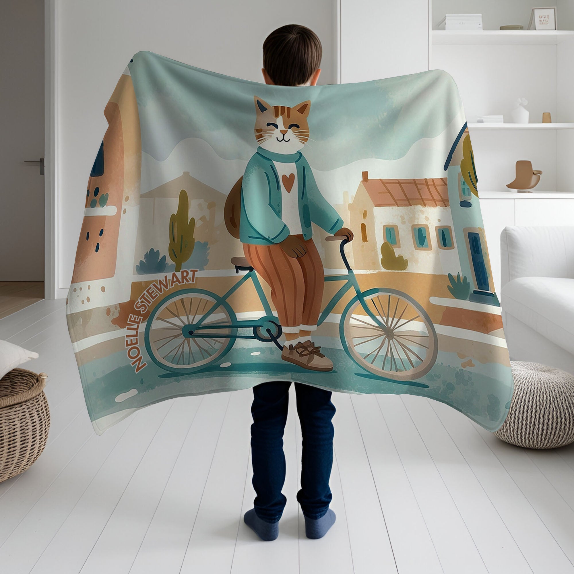 Cat personalized blanket for babies and kids - Purrfect Ride