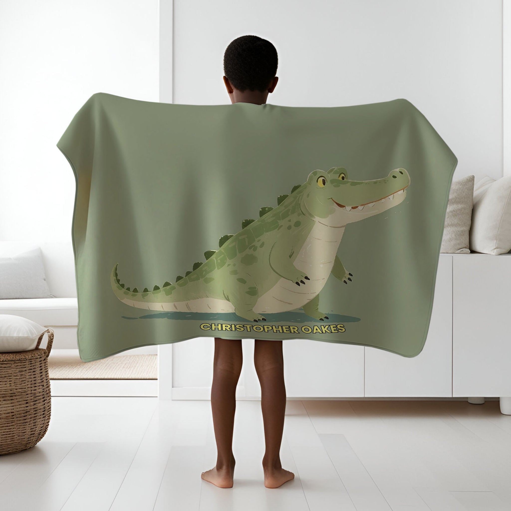 Crocodile personalized blankets for kids and babies - Gator Grin