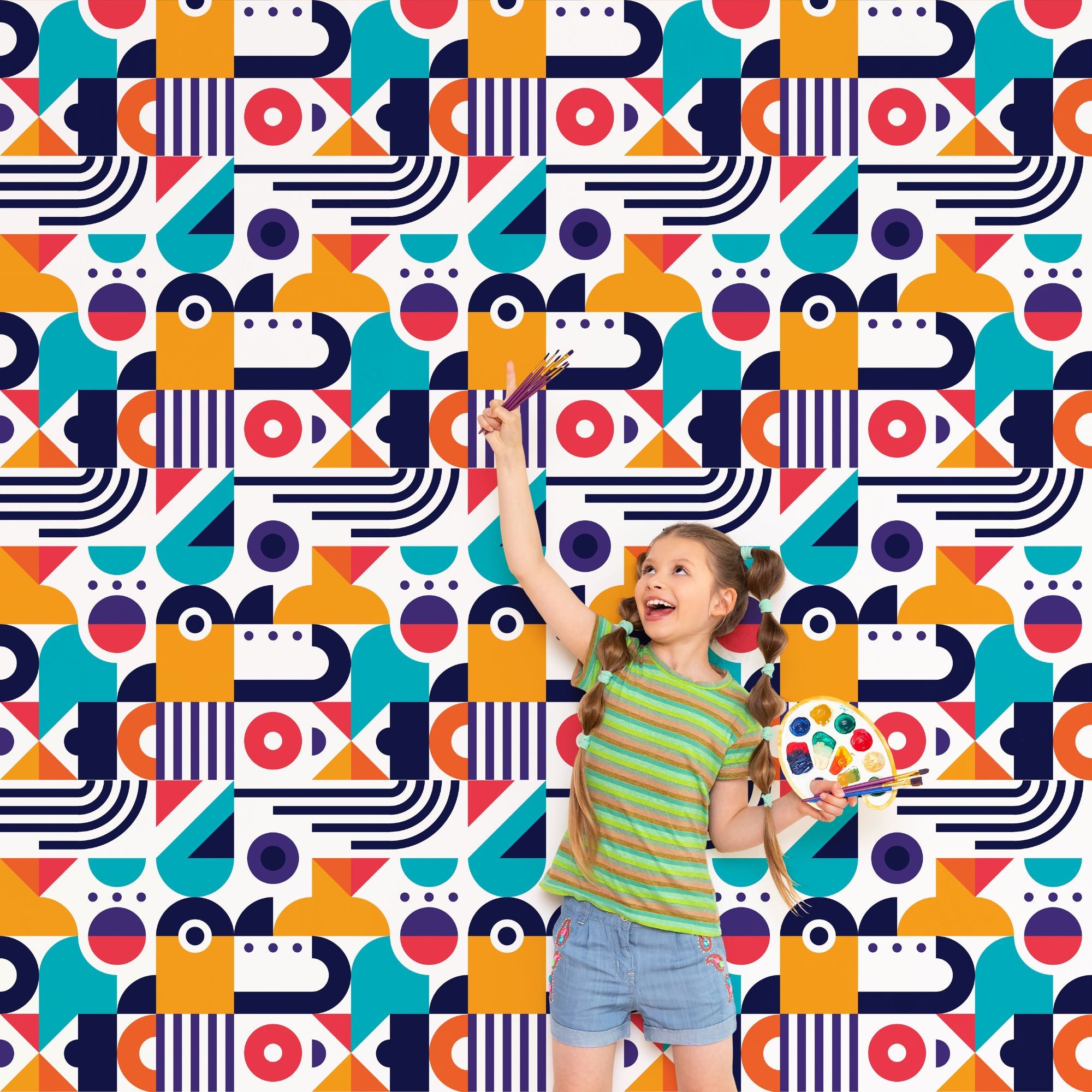 Traditional or Peel and Stick Geometric Wallpaper - Geometric Playtime