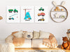 3 Pieces Personalized Construction Trucks Wall Art