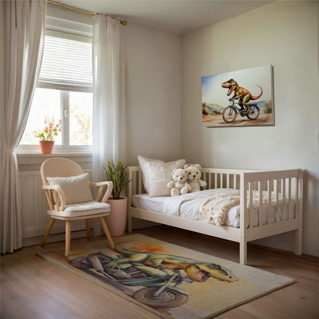 Dinosaur Wall Decor for Playroom and Kids Rooms - Dino Cyclist