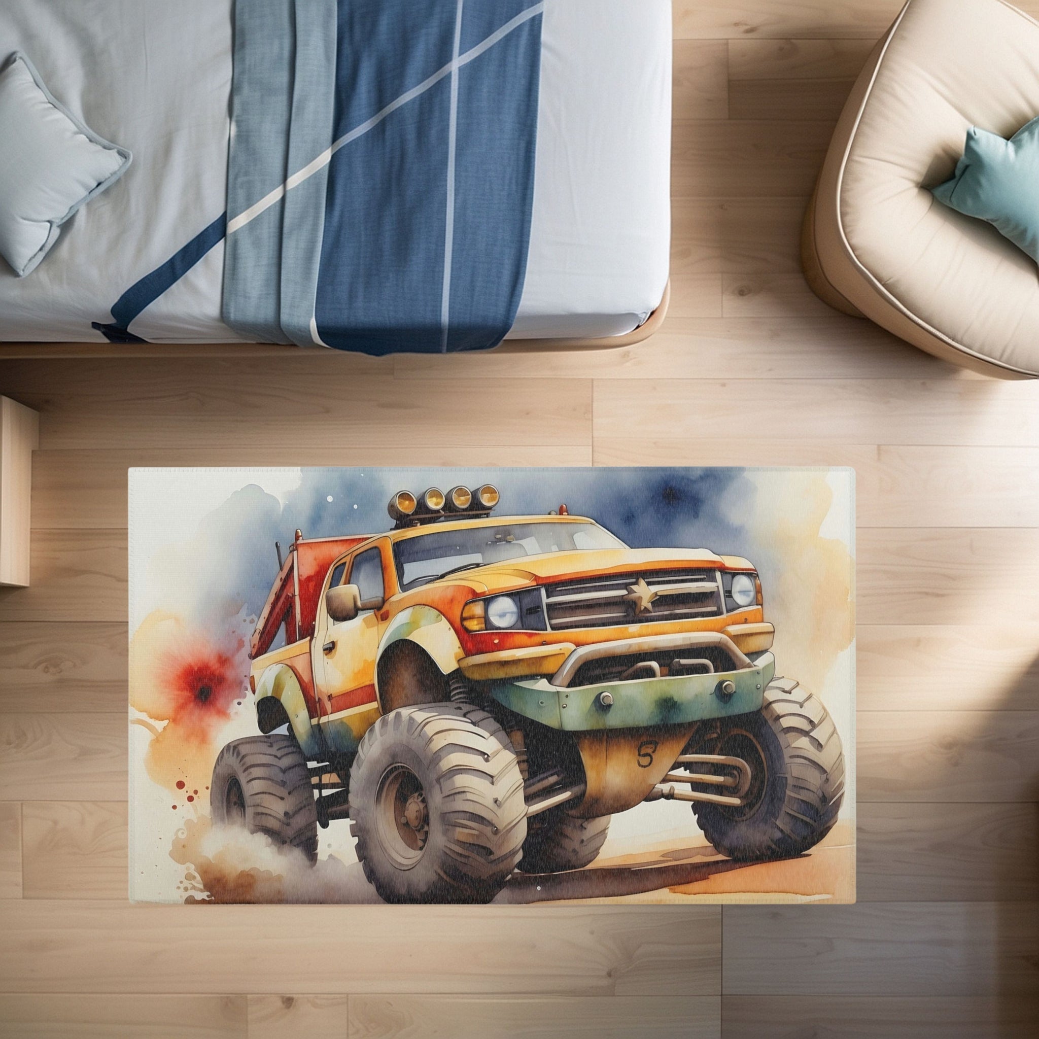 Kids and Nursery Monster Truck Area Rug - Mud Monster