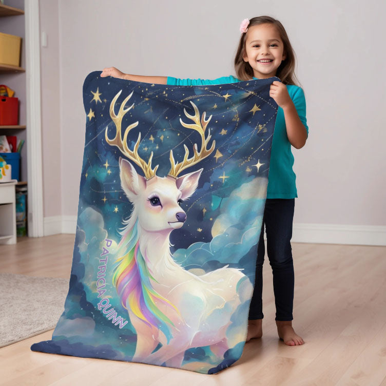 Deer personalized name blankets - Dreamy Doe