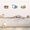 Positive Affirmations 3pcs Construction Truck Wall Art Set