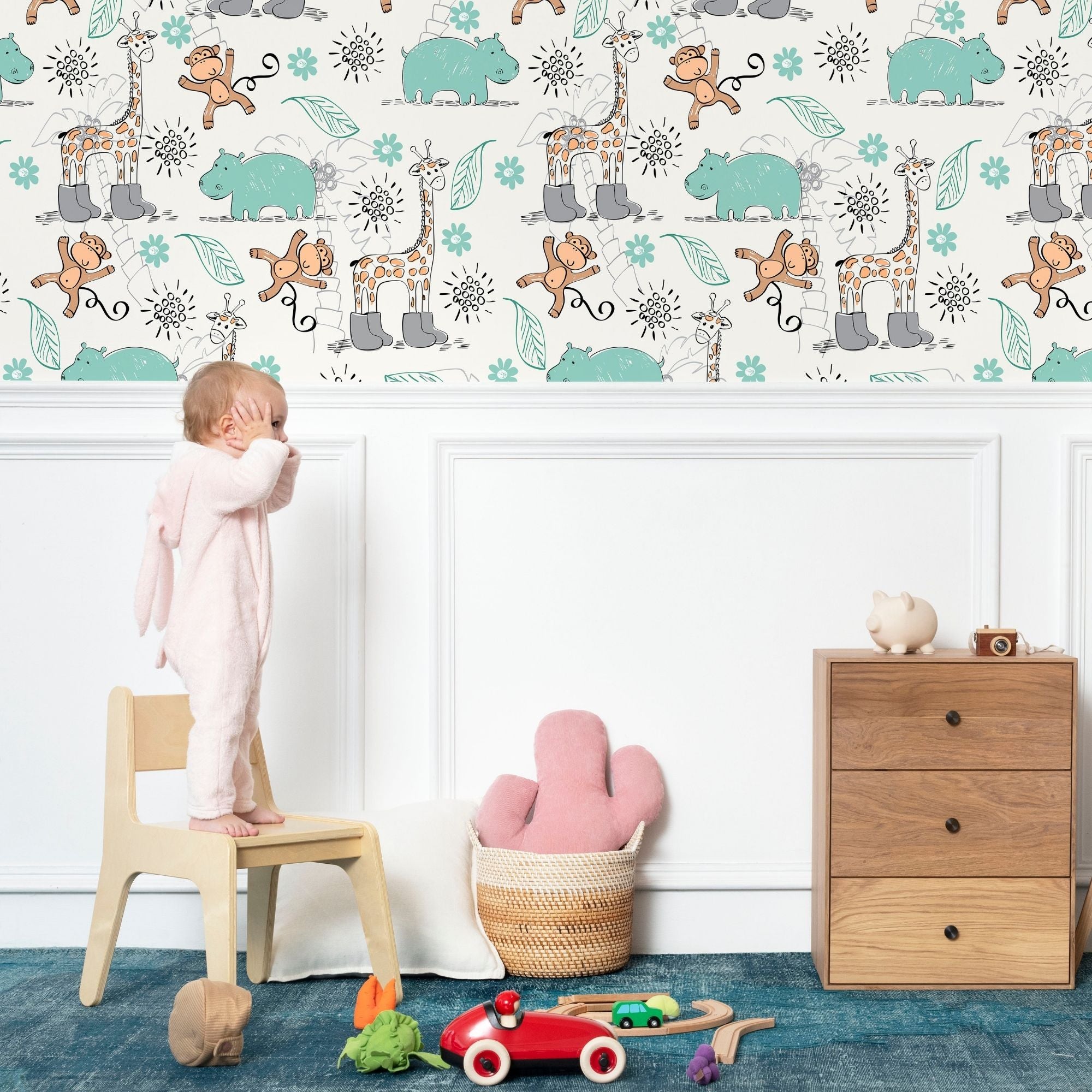 Safari Theme Nursery Wallpaper - Savanna Playtime