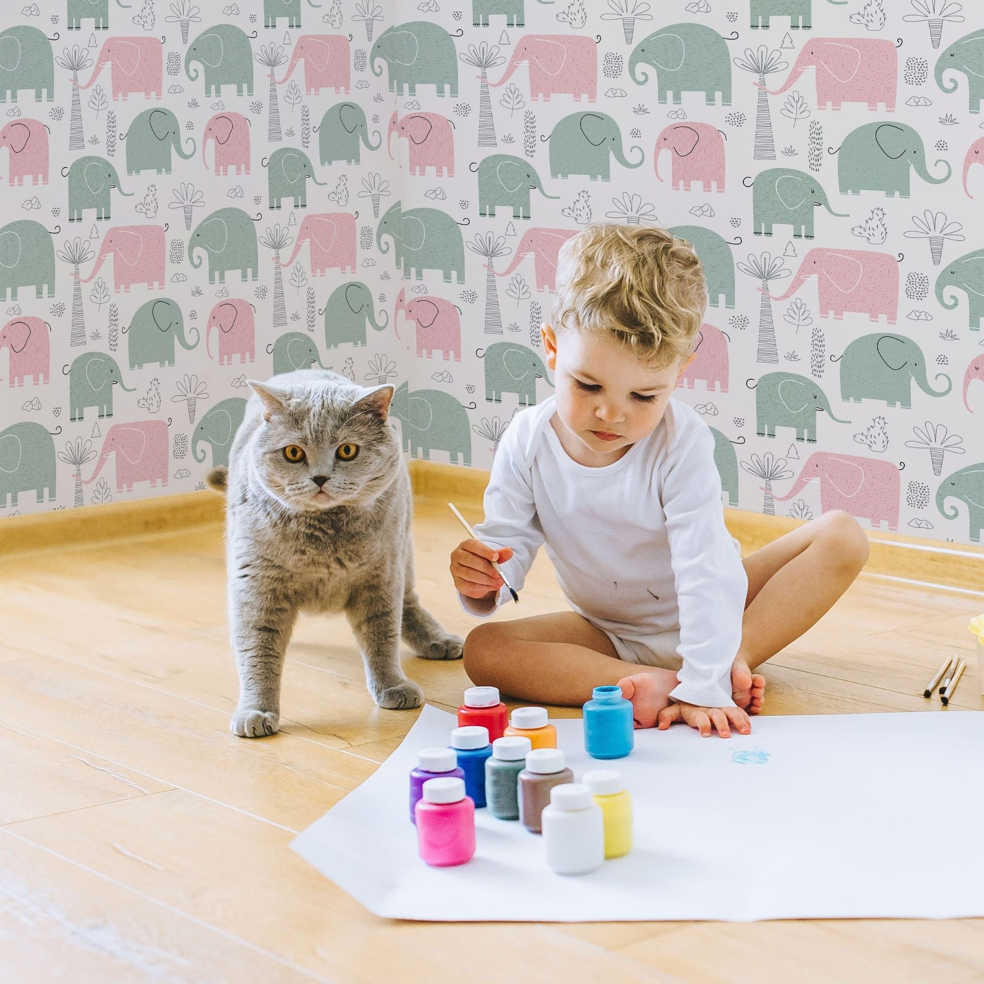 Elephant Peel and Stick or Traditional Wallpaper - Elephant Parade