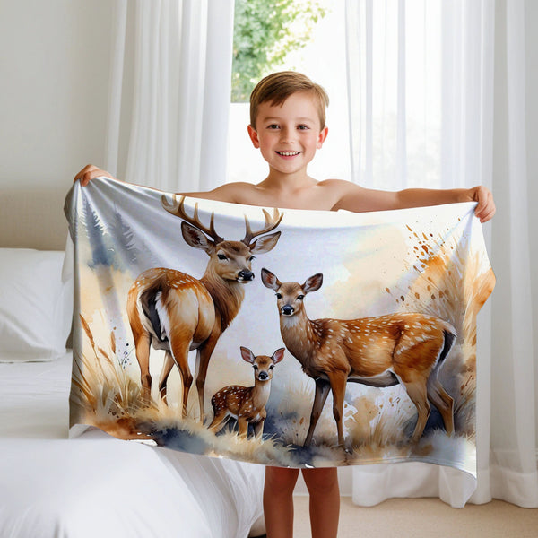 Deer personalized children's blankets - Gentle Grazers