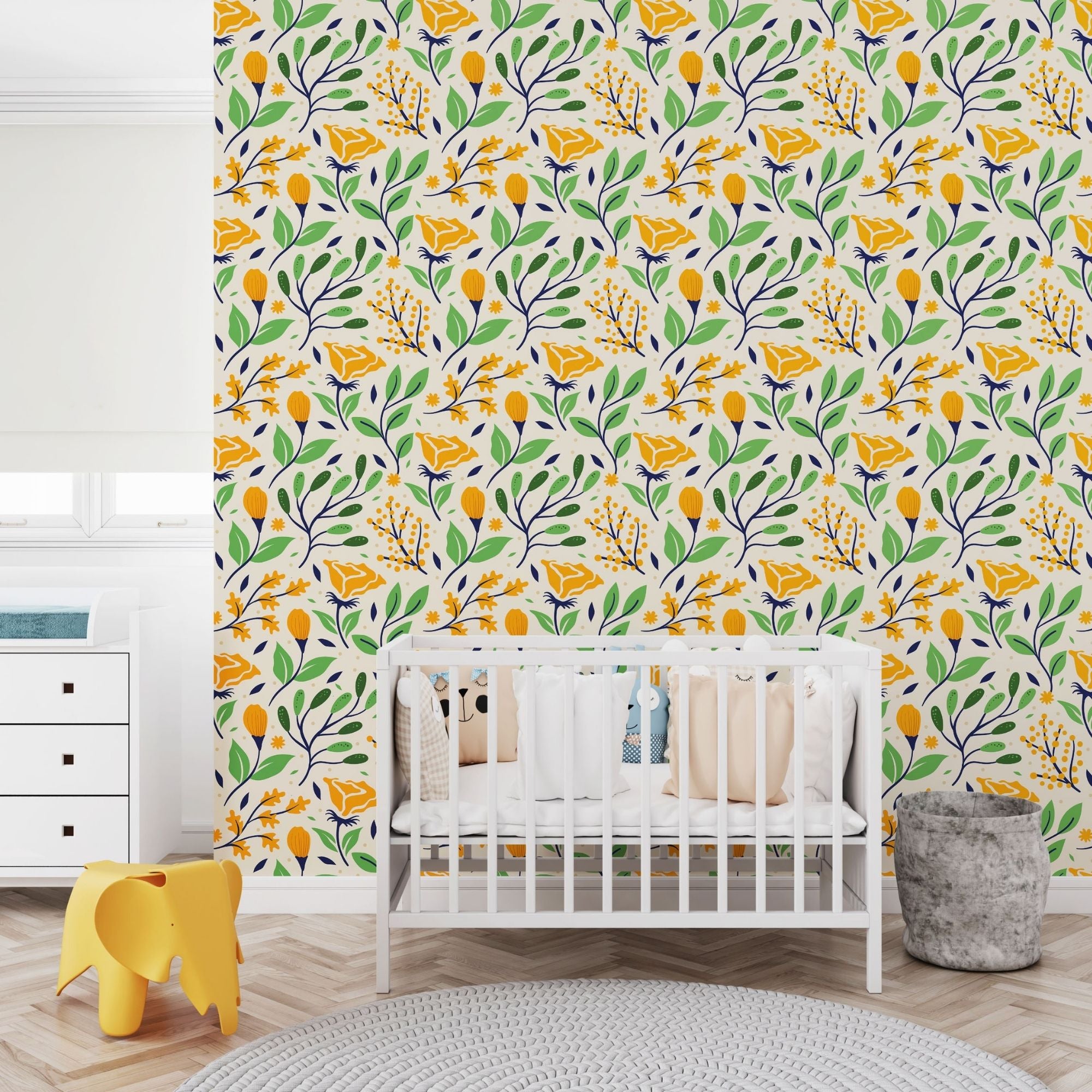 Traditional or Peel and Stick Flower Wallpaper - Verdant Vibrance