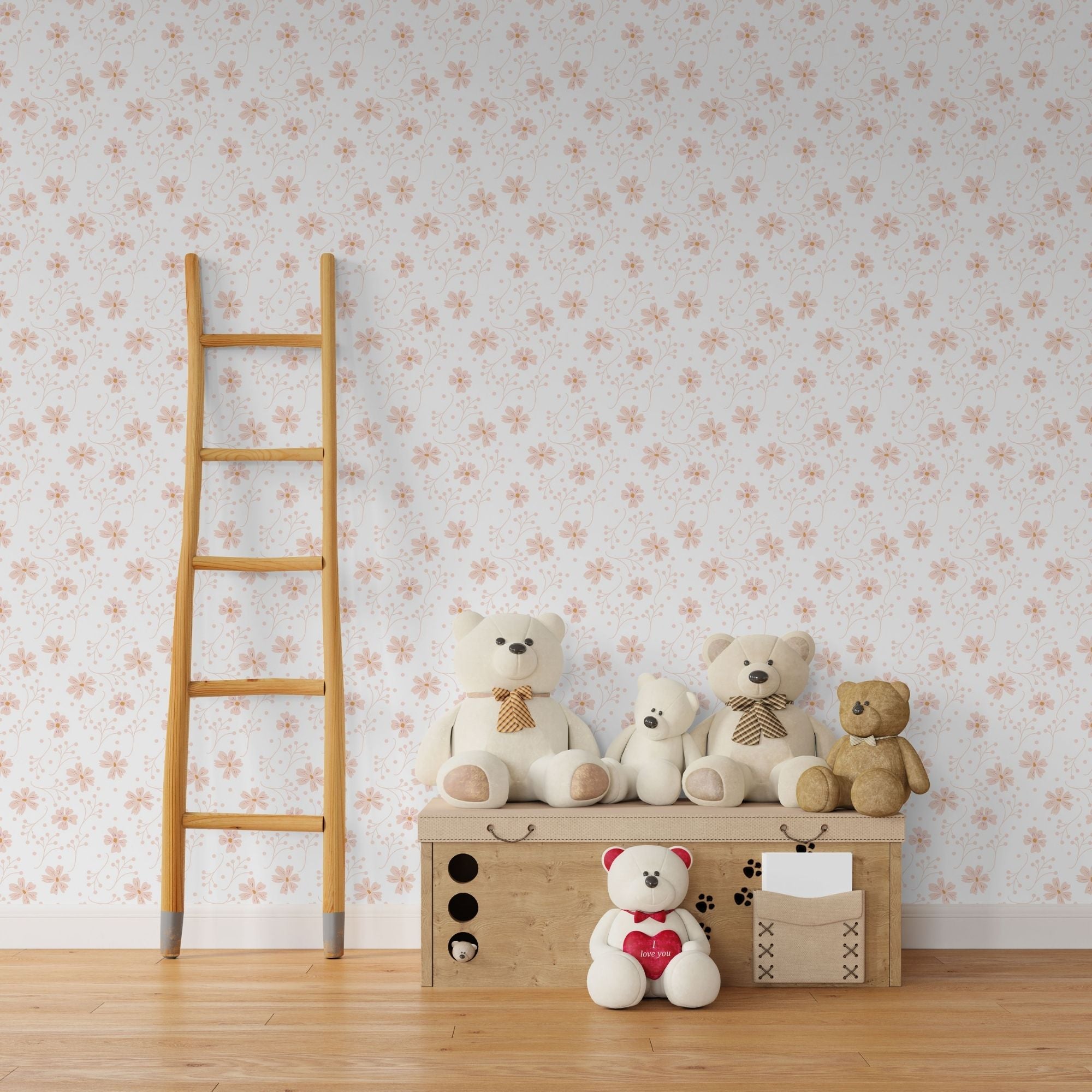 Flower Theme Nursery Wallpaper - Blush Meadow Dance