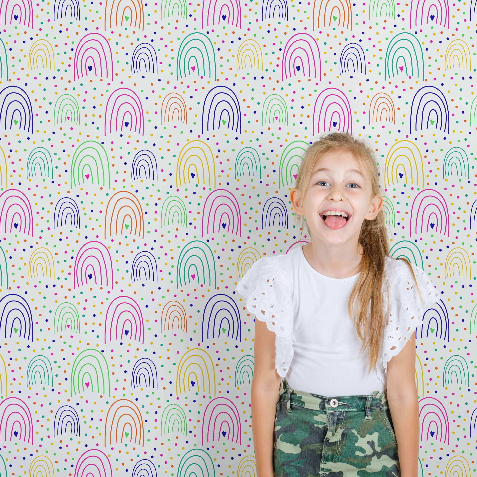 Rainbow Themed Nursery Wallpaper and Kids Room Wallpaper - Neon Rainbows