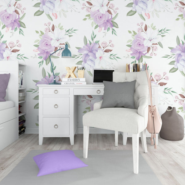 Flower Themed Wallpaper for Nursery and Kids Rooms - Bouquet of Tranquility