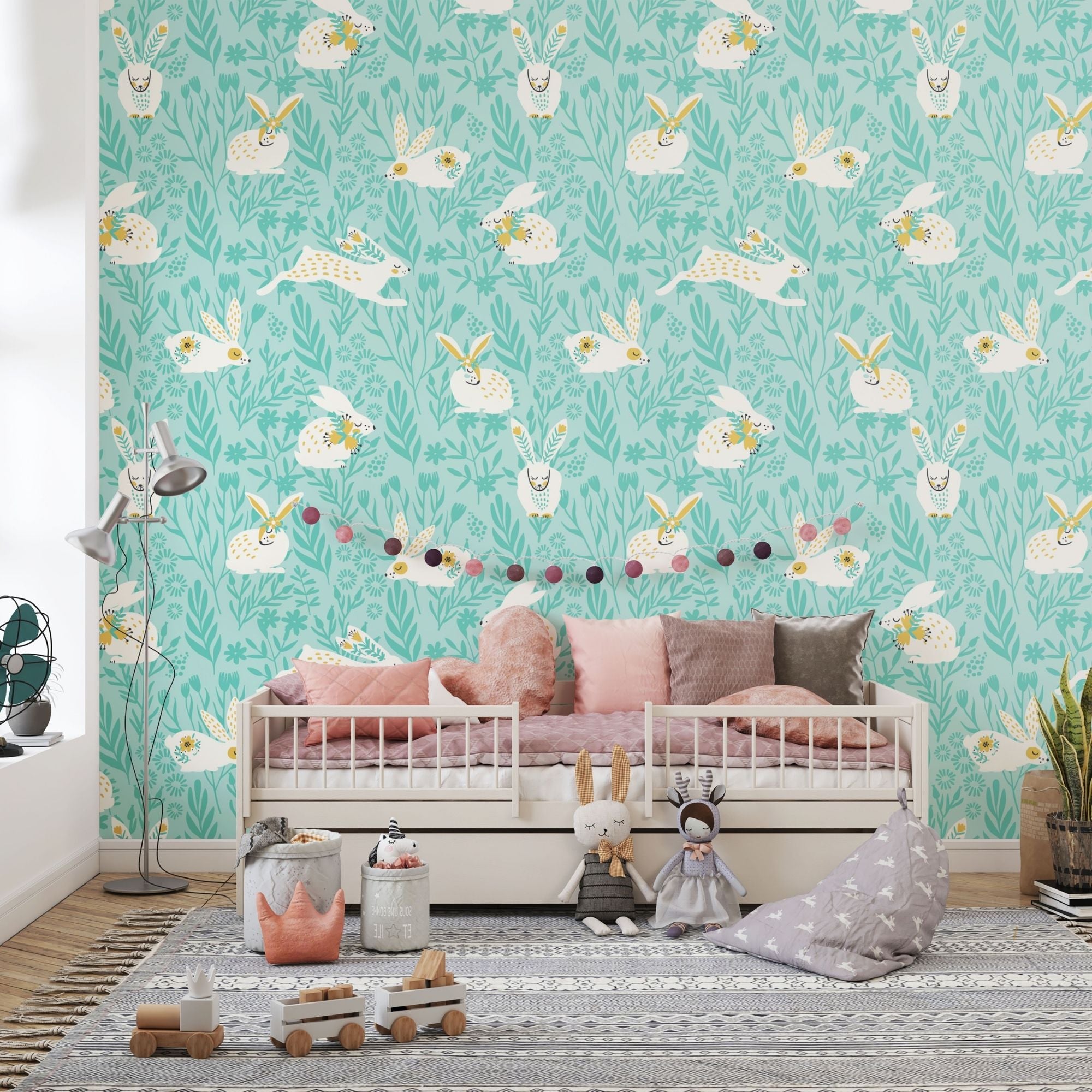 Bunny Wallpaper for Nursery and Kids Rooms - Bountiful Bunnies