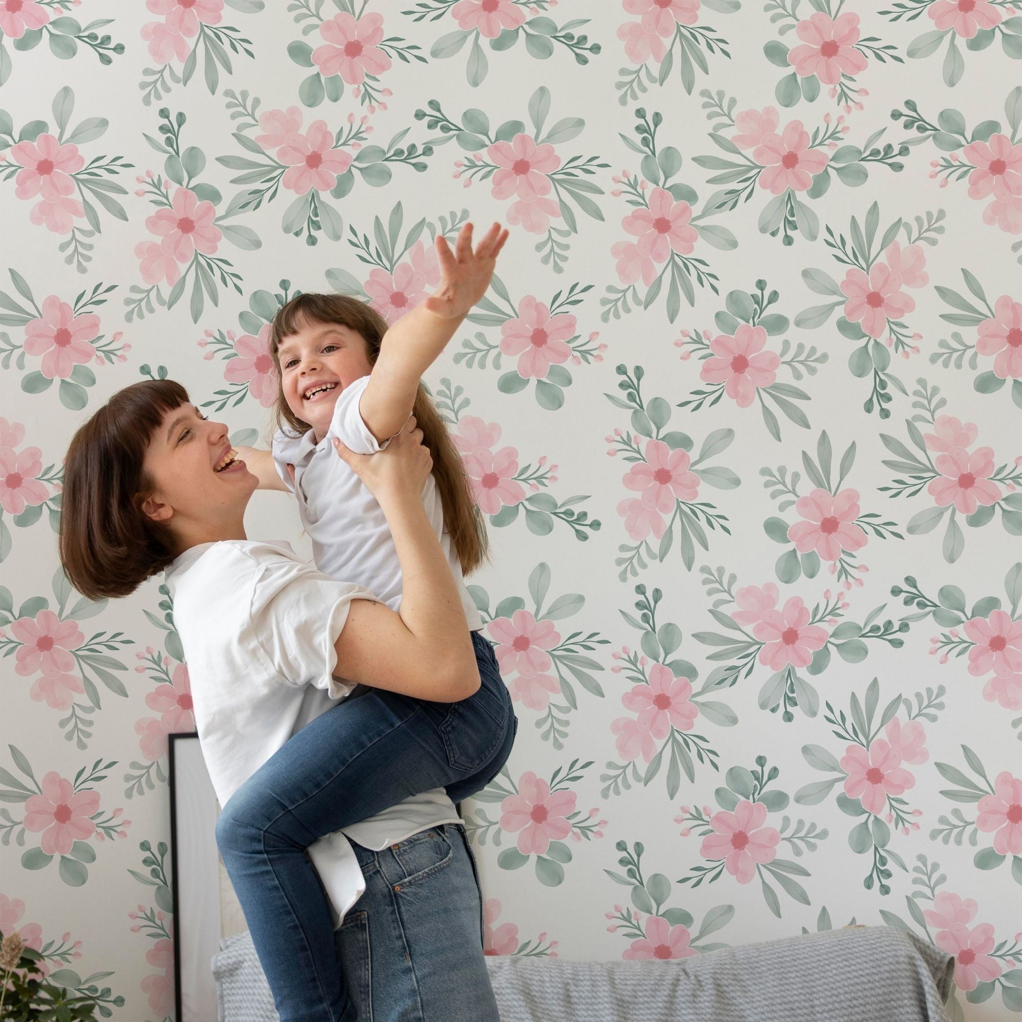 Flower Wallpaper for Nursery and Kids Rooms - Blush Blossom Serenity