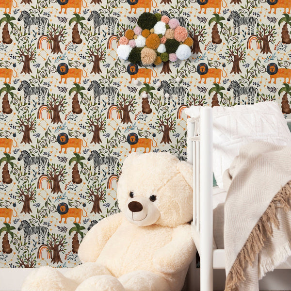 Traditional or Peel and Stick Jungle Wallpaper - Constellation Jungle