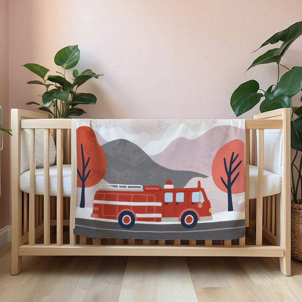 Fire Truck personalized blankets for kids and babies - Frostfire Freewheeler