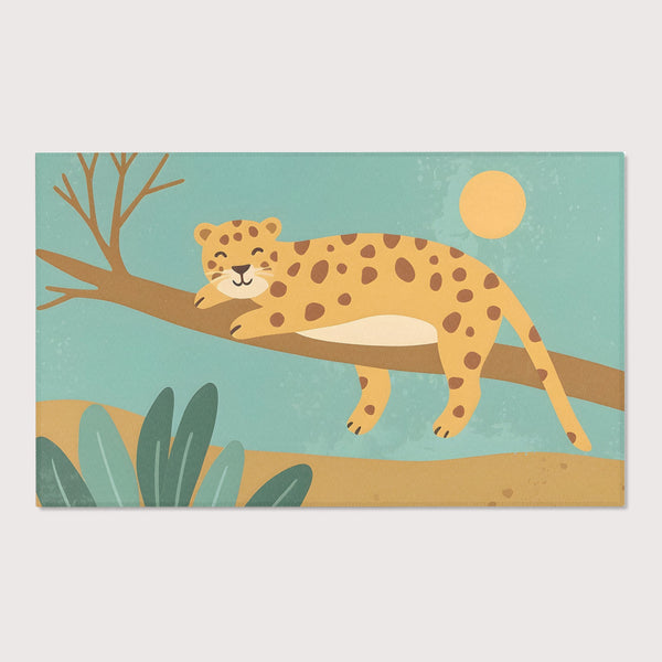 Leopard Area Rug for Nursery and Kids Rooms - Lazy Leopard Lounging