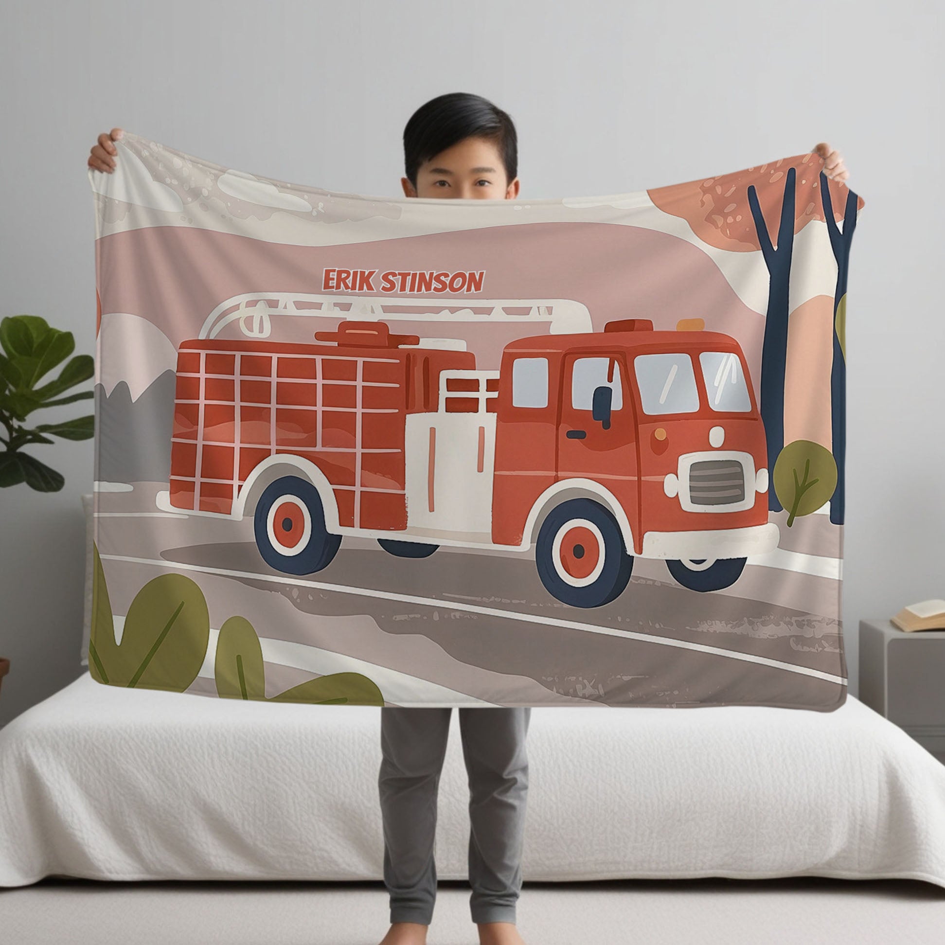 Fire Truck personalized children's blankets - Classic Flame Fighter