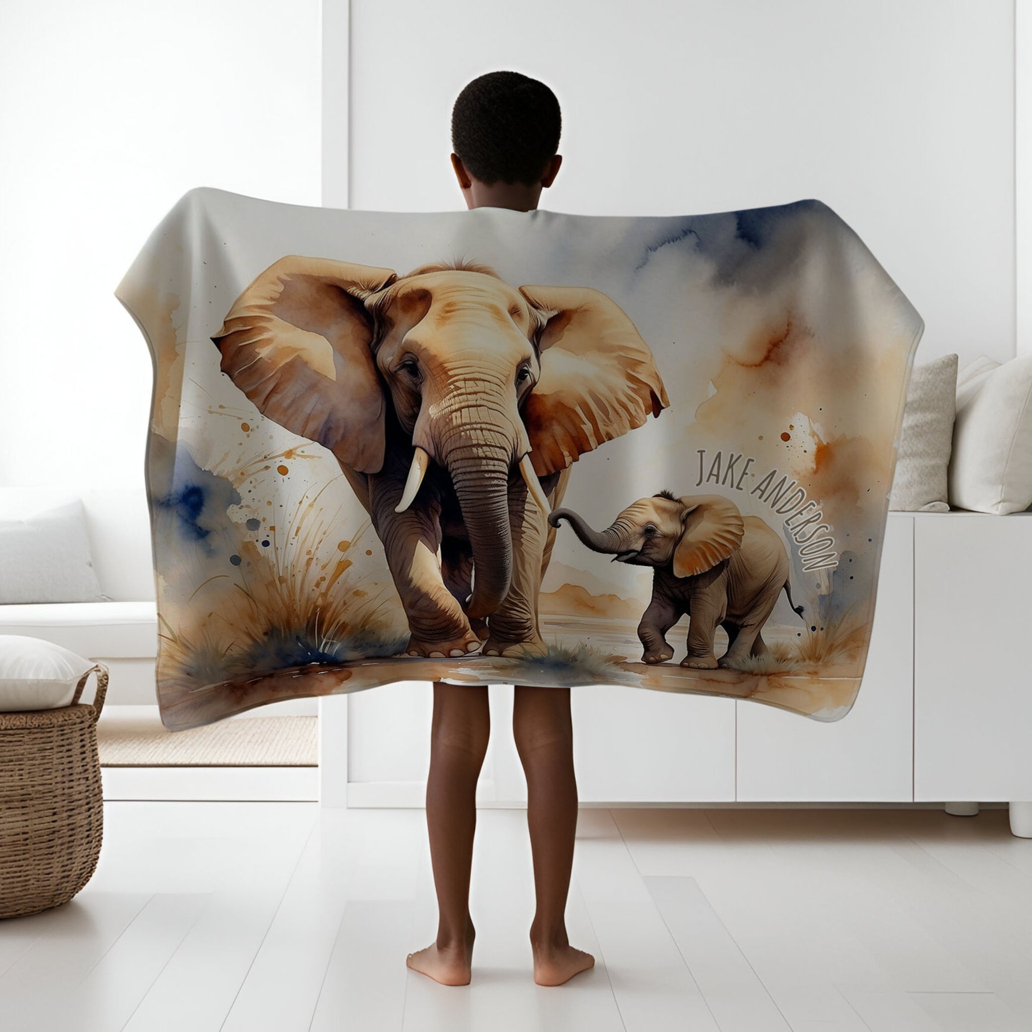 Elephant personalized blanket for newborn and kids - Safari Stroll