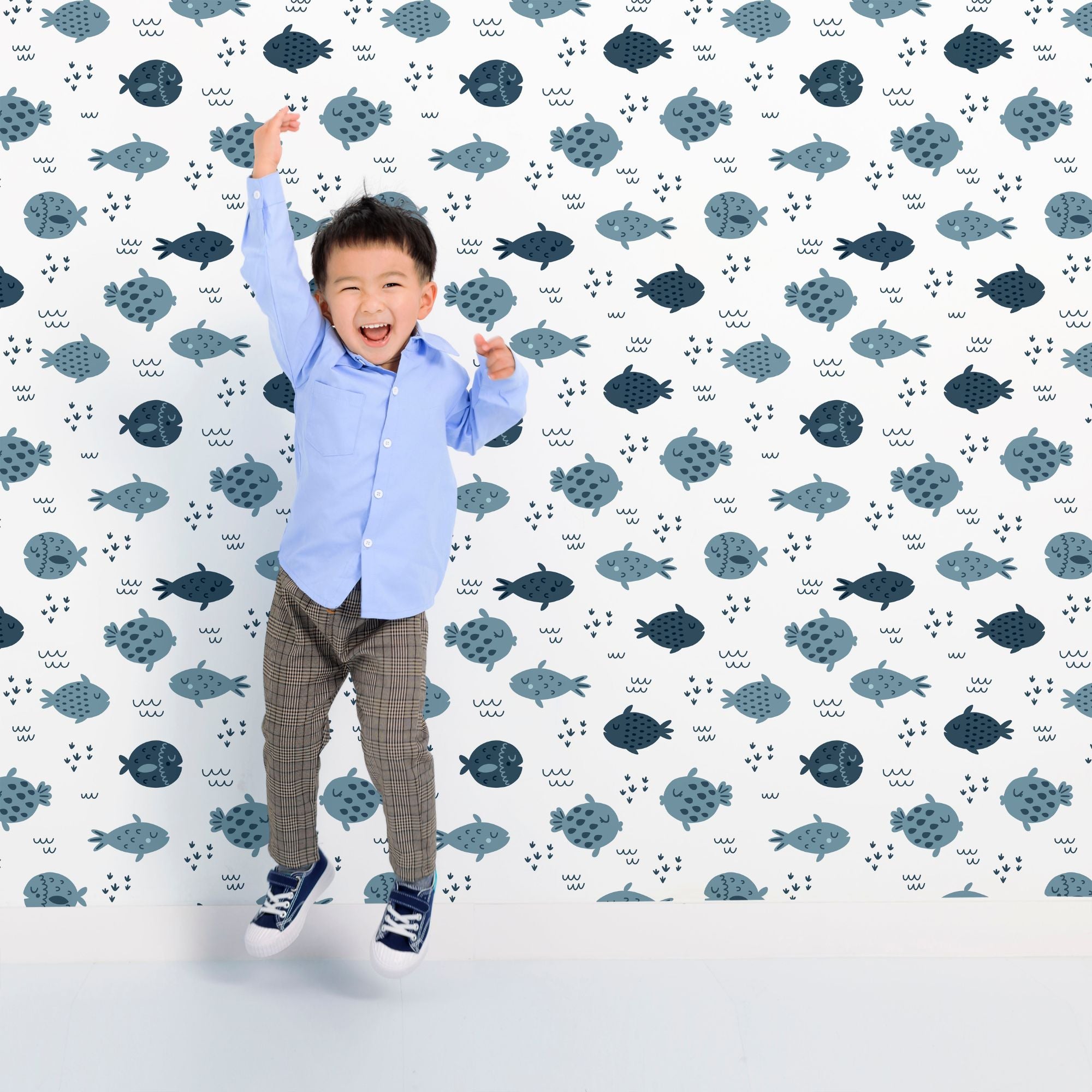 Fish Peel and Stick or Traditional Wallpaper - Fintastic