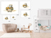 Positive Affirmations 3pcs Construction Truck Wall Art Set