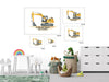 Positive Affirmations 3pcs Construction Truck Wall Art Set