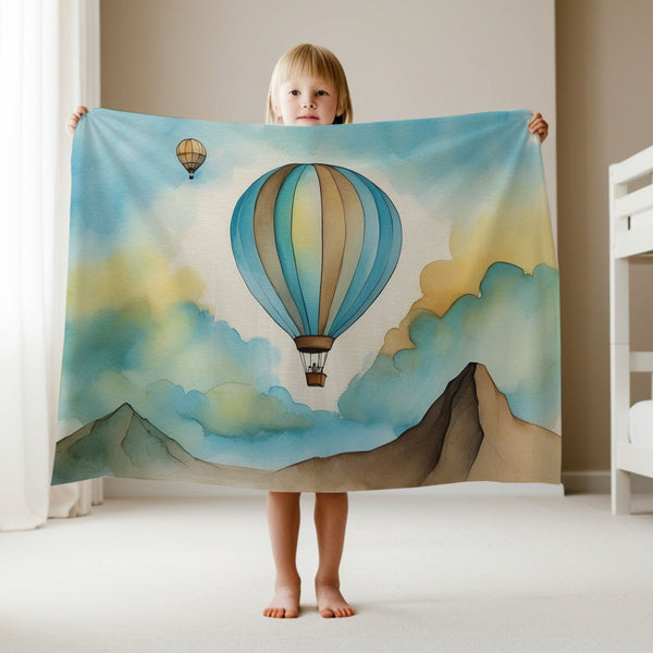 Hot Air Balloon personalized blankets for kids and babies - Lofty Balloon Lift