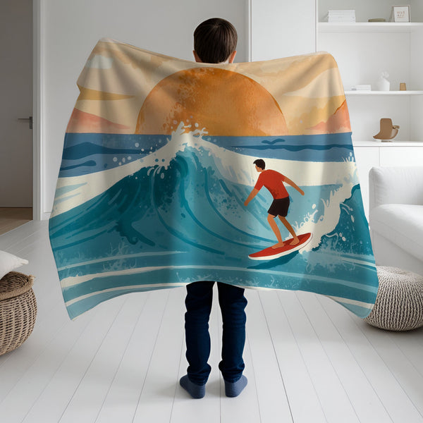 Surfing personalized blankets for kids and babies - Surfing Dreams