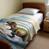 Dinosaur personalized blanket for newborn and kids - Roaring Surfer