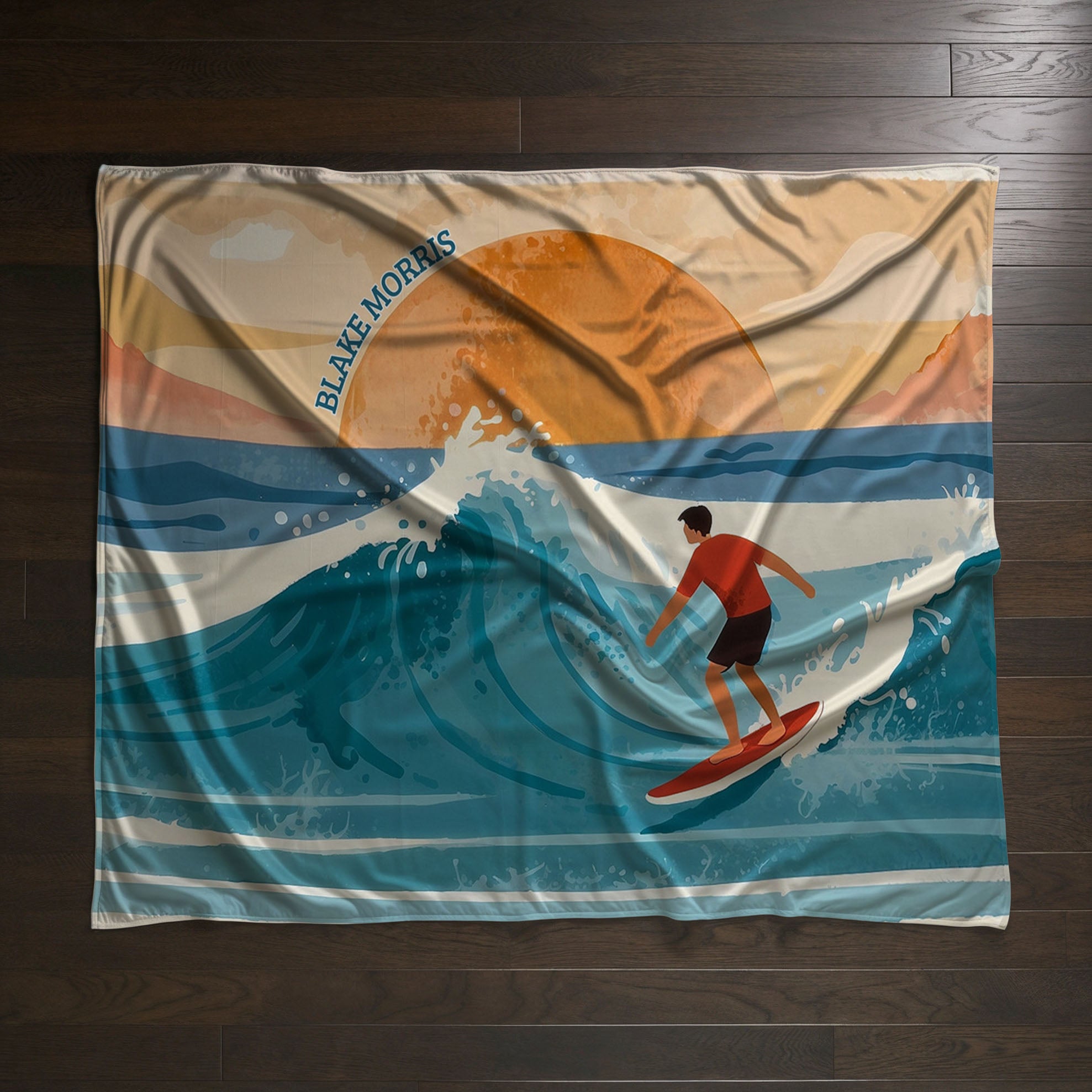 Surfing personalized blankets for kids and babies - Surfing Dreams