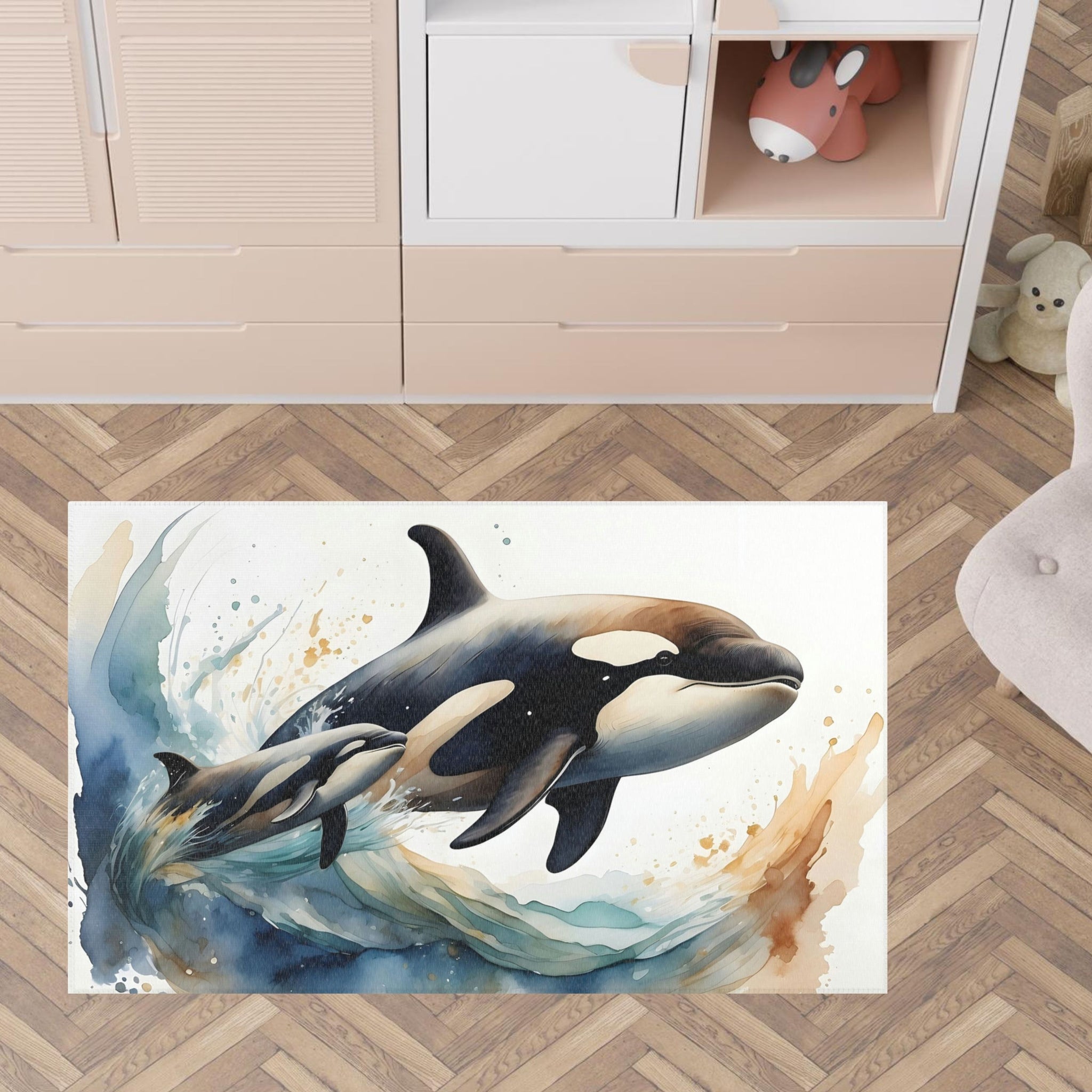 Whale Area Rug for Kids and Nursery Rooms - Orca Joy