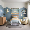 Airplane Dreams Wall Art for Nursery, Playroom or Kids Bedrooms - Smiling Plane with Clouds and Stars - Star Flight