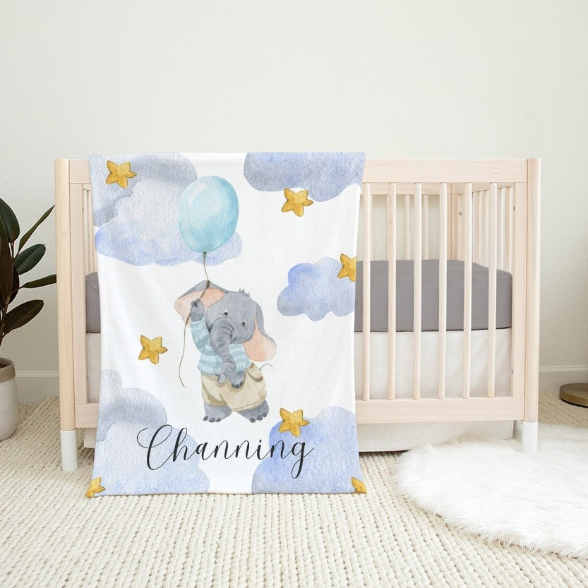 Elephant Personalized Blanket for Babies and Kids